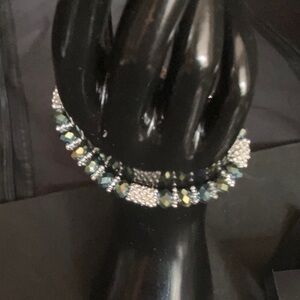 Elegant Silver and Black Beaded Bracelet